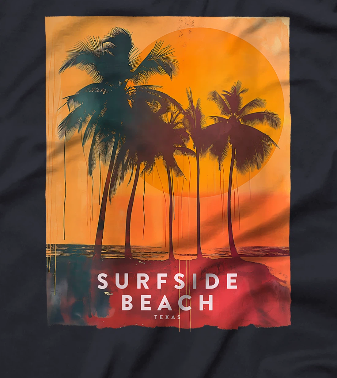 Womens Surfside Beach Texas Holiday TX Vacation Palm Tree Vintage T-Shirt