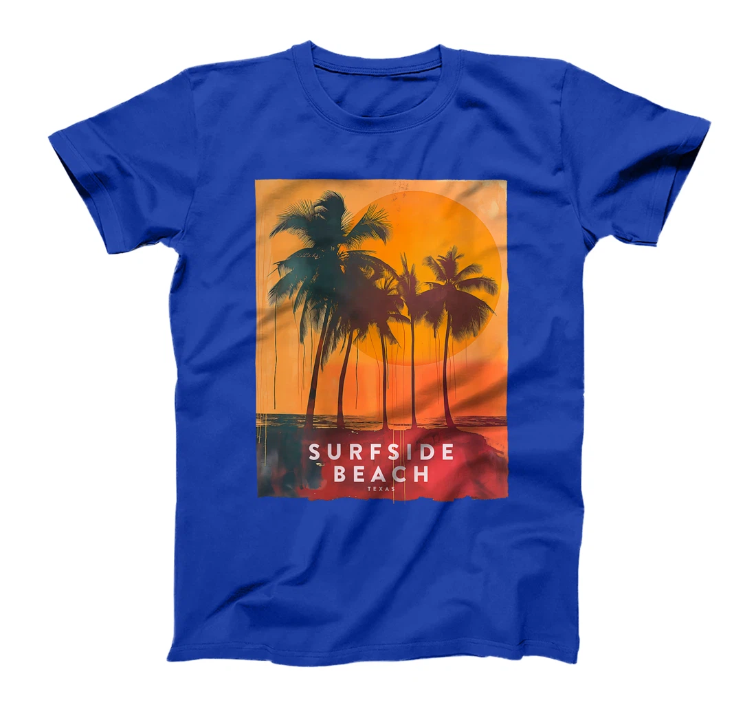 Womens Surfside Beach Texas Holiday TX Vacation Palm Tree Vintage T-Shirt