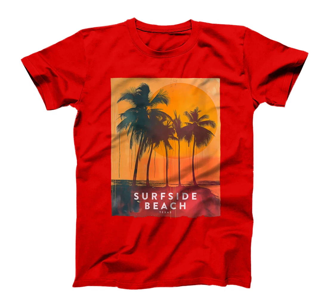 Womens Surfside Beach Texas Holiday TX Vacation Palm Tree Vintage T-Shirt