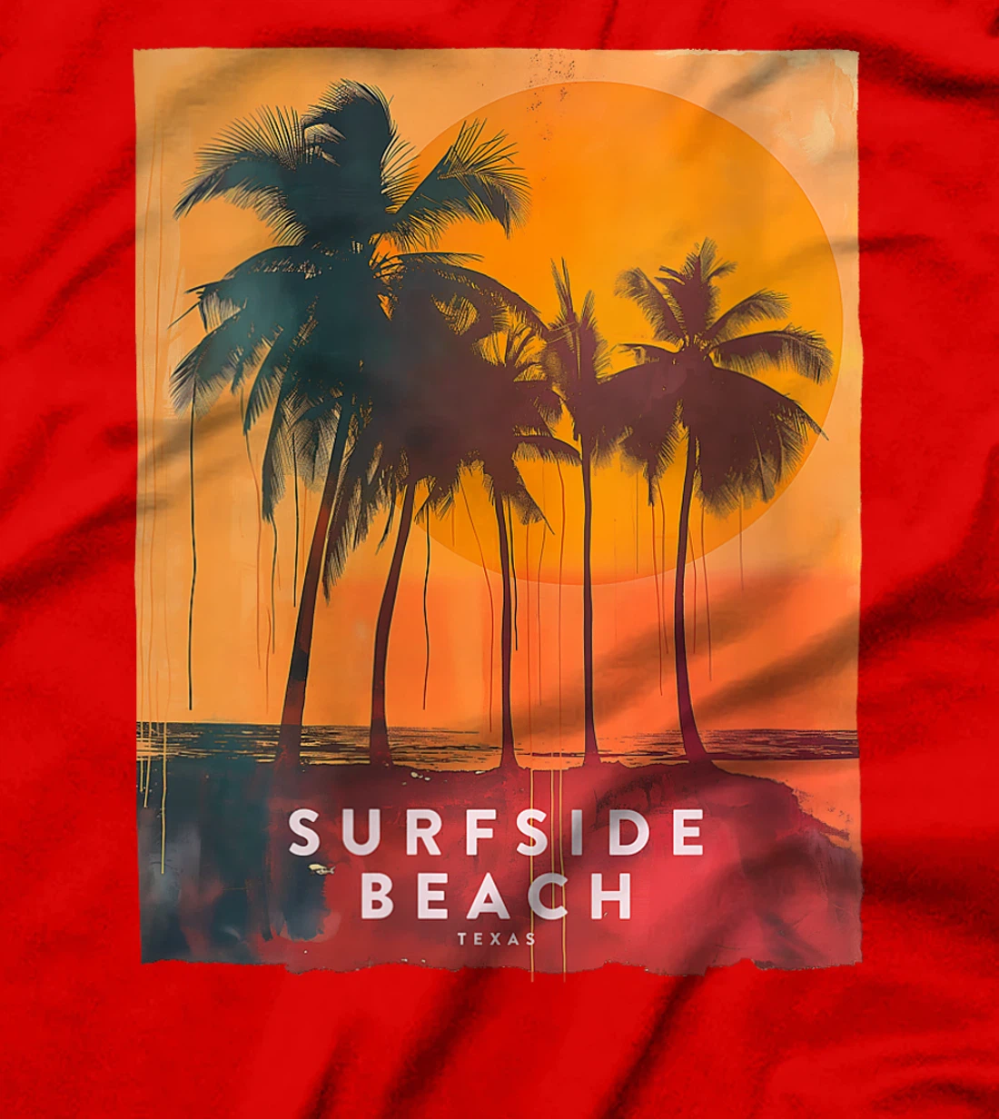 Womens Surfside Beach Texas Holiday TX Vacation Palm Tree Vintage T-Shirt