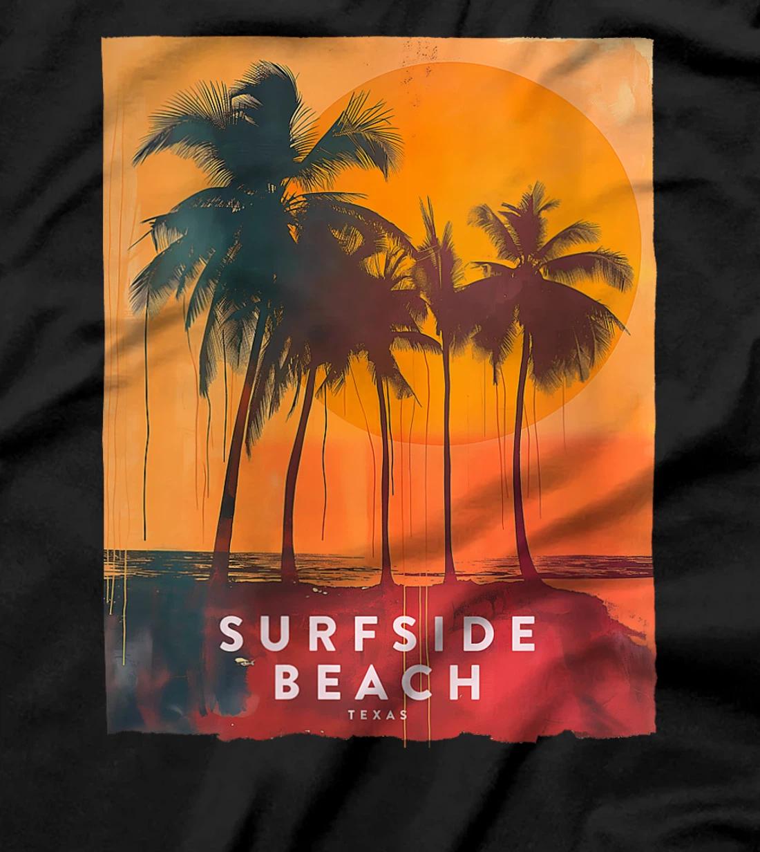 Womens Surfside Beach Texas Holiday TX Vacation Palm Tree Vintage T-Shirt