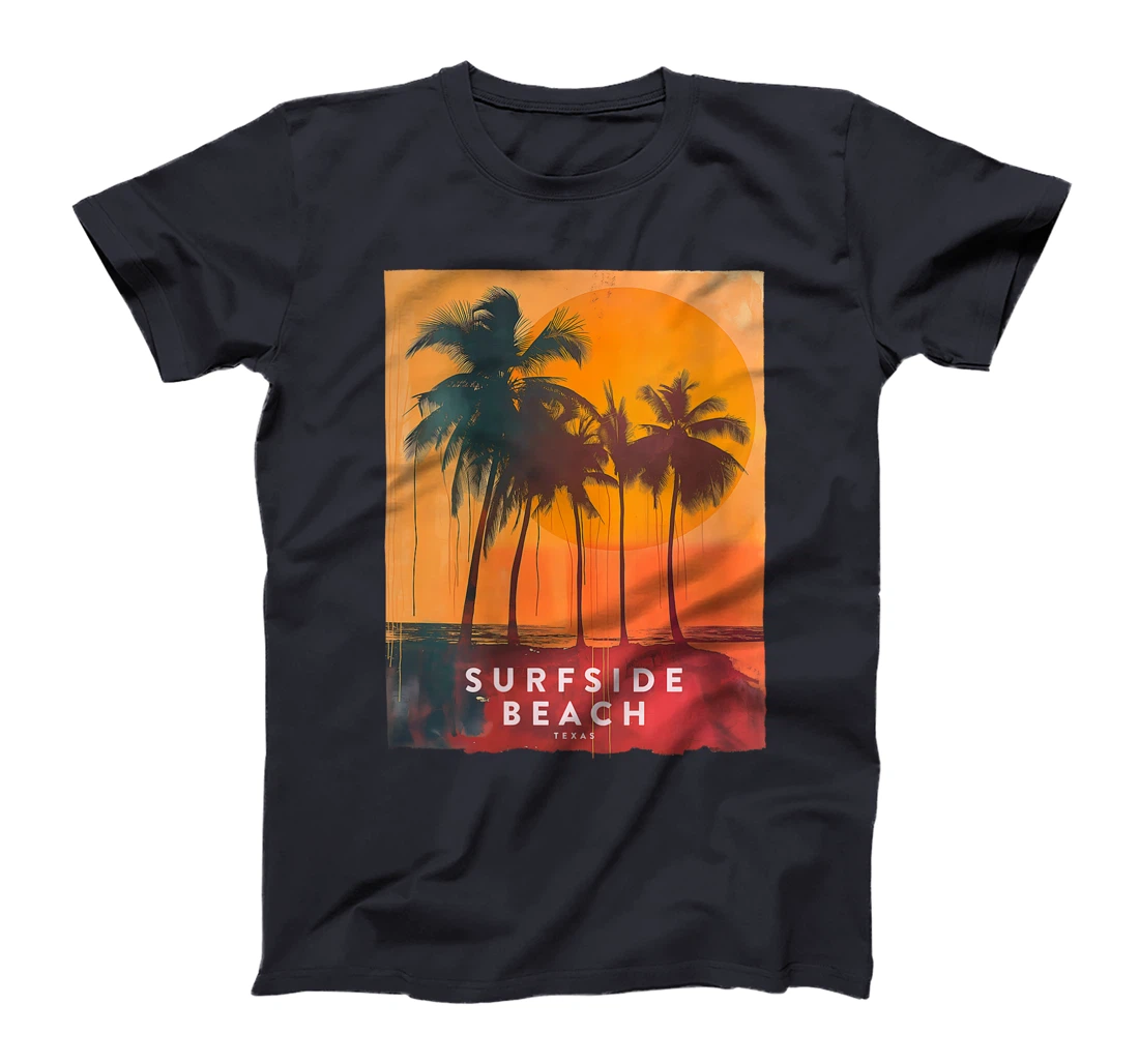 Womens Surfside Beach Texas Holiday TX Vacation Palm Tree Vintage T-Shirt