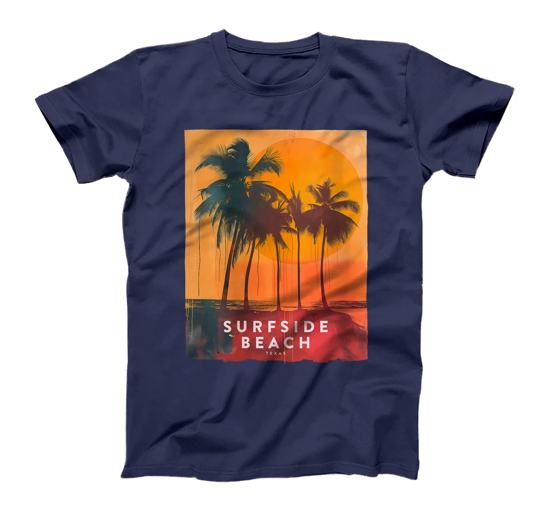 Womens Surfside Beach Texas Holiday TX Vacation Palm Tree Vintage T-Shirt