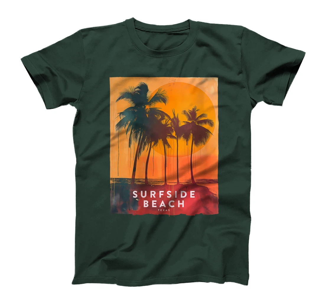 Womens Surfside Beach Texas Holiday TX Vacation Palm Tree Vintage T-Shirt