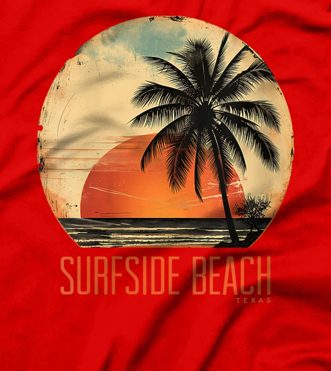 Womens Surfside Beach Texas Holiday TX Vacation Palm Tree Vintage T-Shirt
