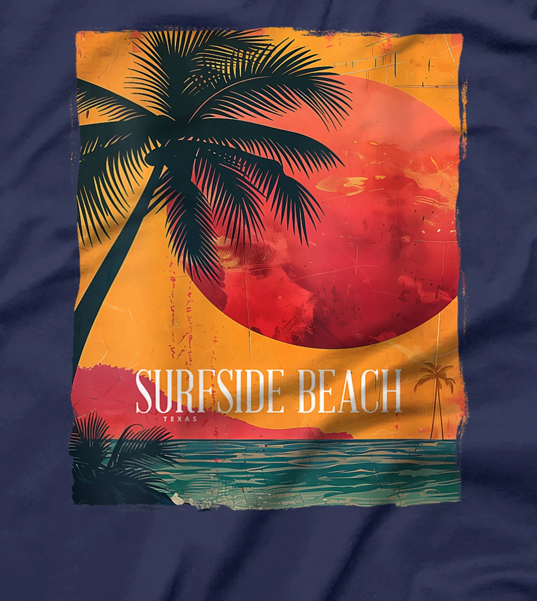 Womens Surfside Beach Texas Holiday TX Vacation Palm Tree Vintage T-Shirt