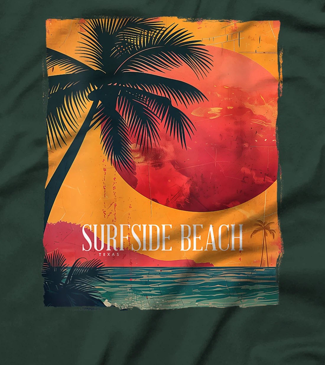 Womens Surfside Beach Texas Holiday TX Vacation Palm Tree Vintage T-Shirt