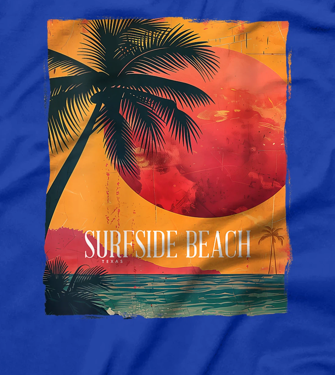 Womens Surfside Beach Texas Holiday TX Vacation Palm Tree Vintage T-Shirt
