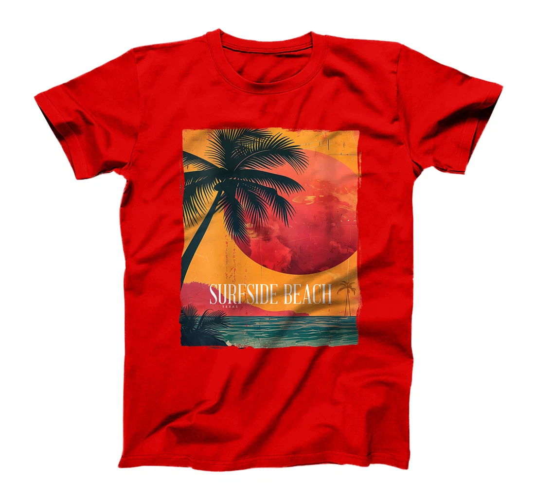Womens Surfside Beach Texas Holiday TX Vacation Palm Tree Vintage T-Shirt
