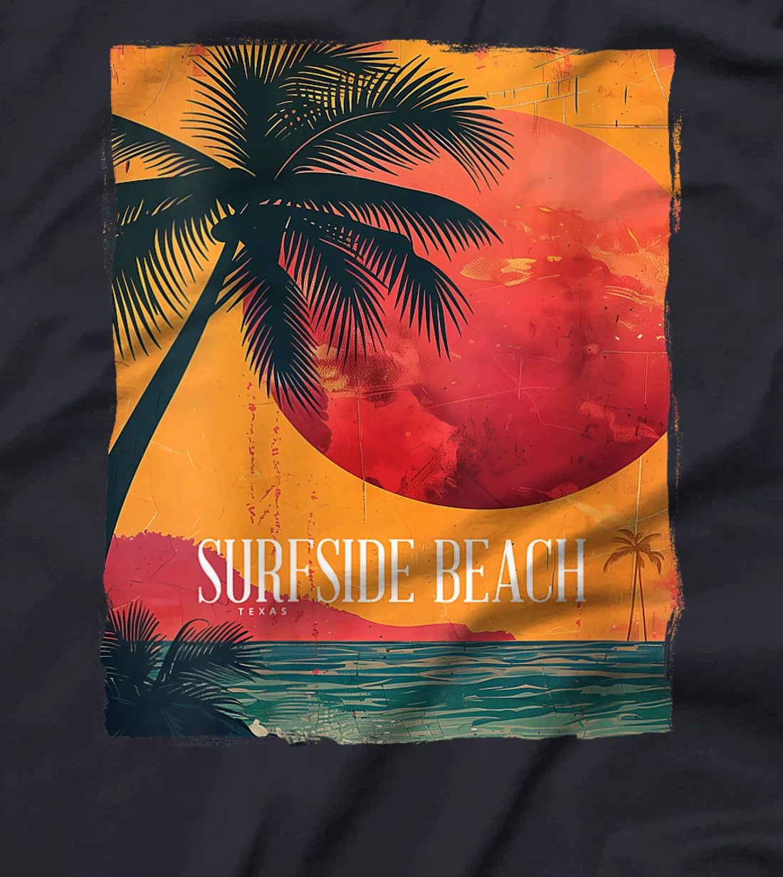 Womens Surfside Beach Texas Holiday TX Vacation Palm Tree Vintage T-Shirt
