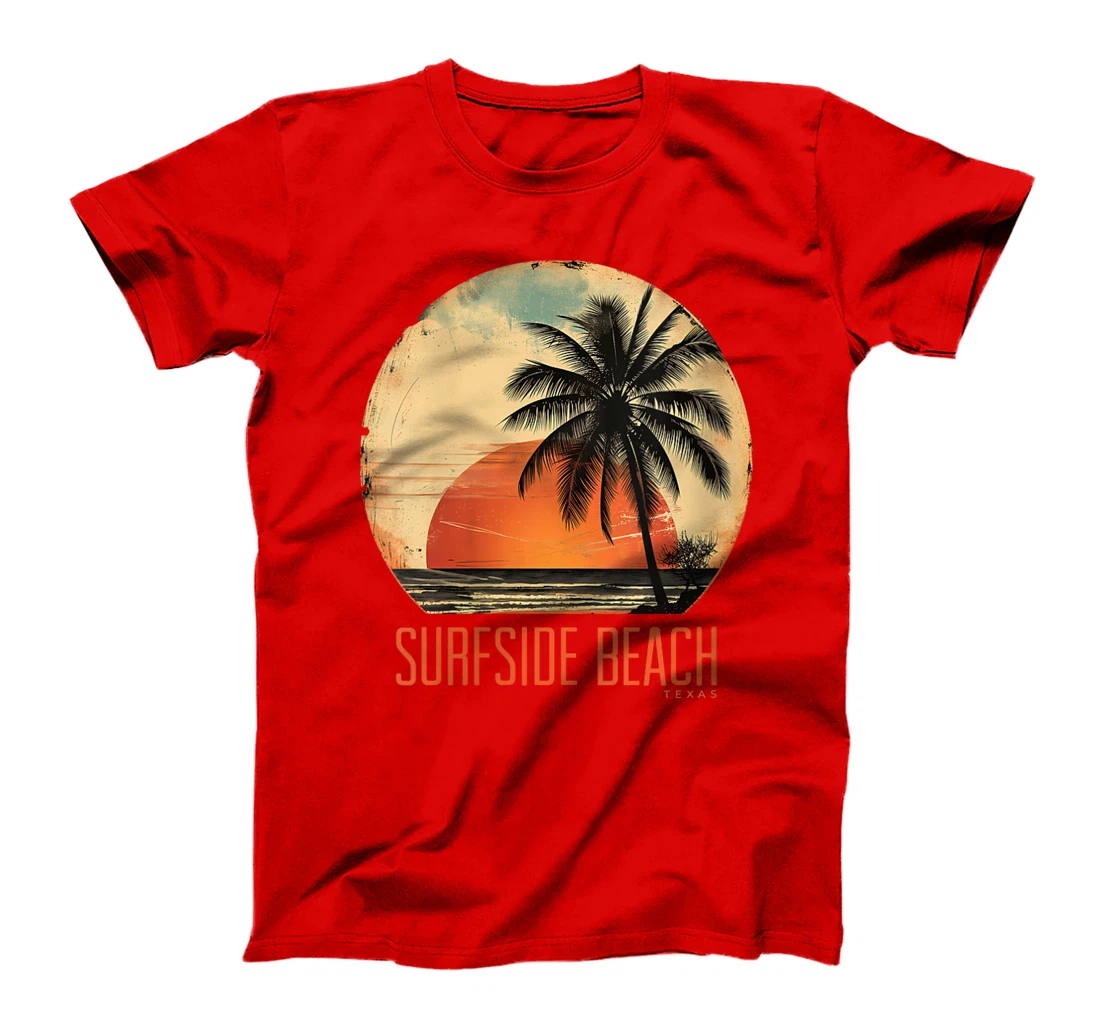 Womens Surfside Beach Texas Holiday TX Vacation Palm Tree Vintage T-Shirt