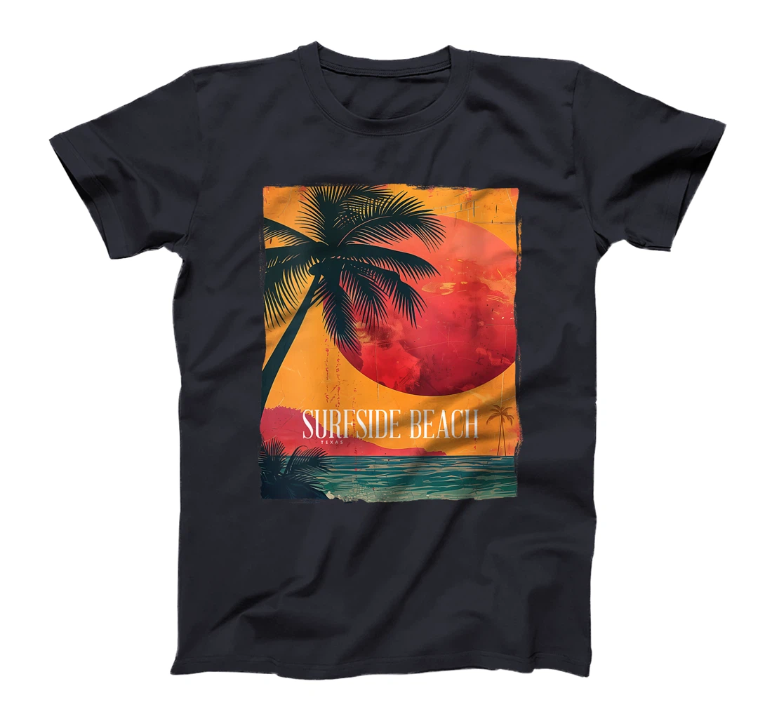 Womens Surfside Beach Texas Holiday TX Vacation Palm Tree Vintage T-Shirt