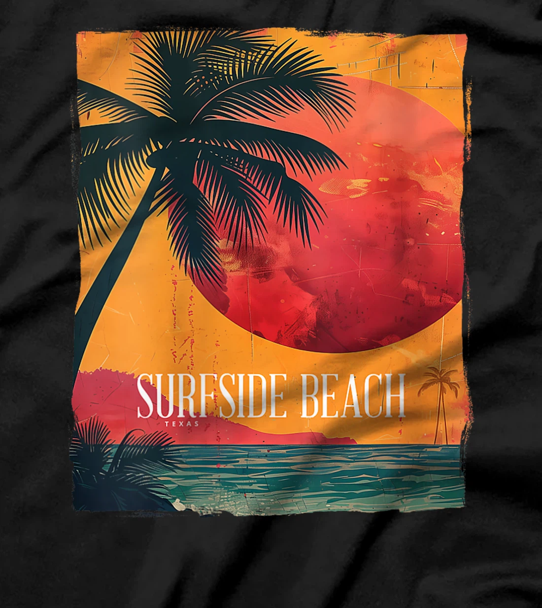 Womens Surfside Beach Texas Holiday TX Vacation Palm Tree Vintage T-Shirt