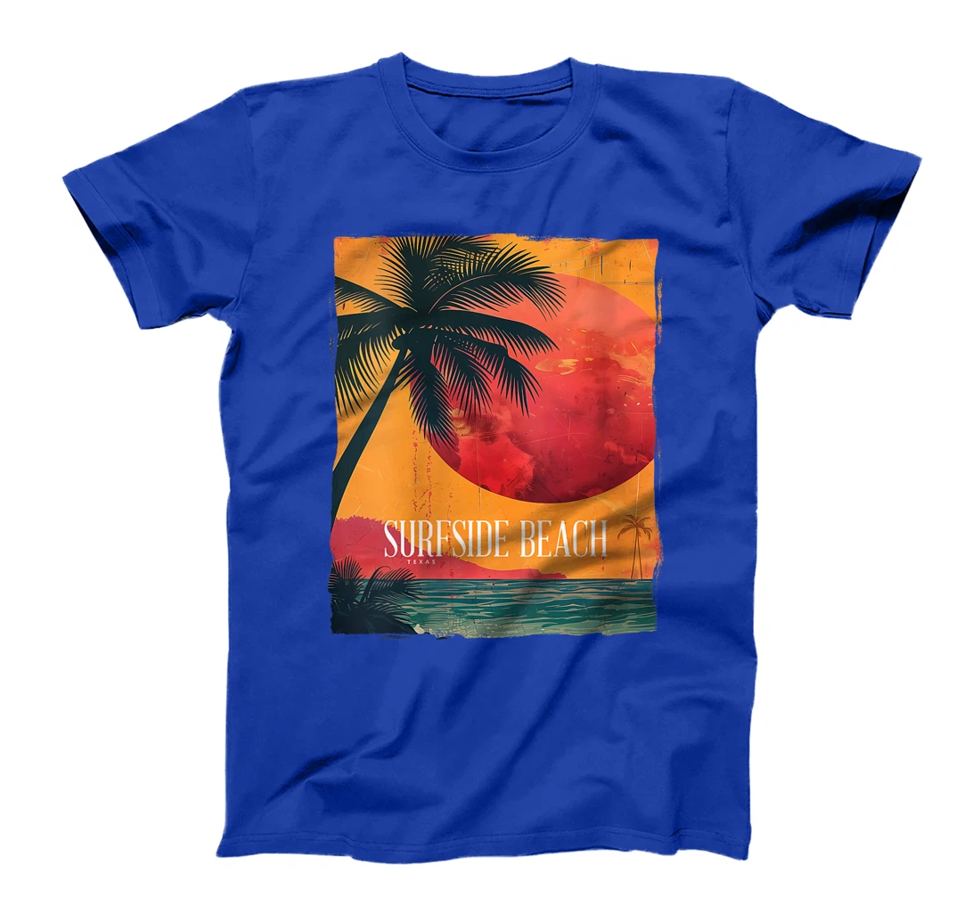 Womens Surfside Beach Texas Holiday TX Vacation Palm Tree Vintage T-Shirt