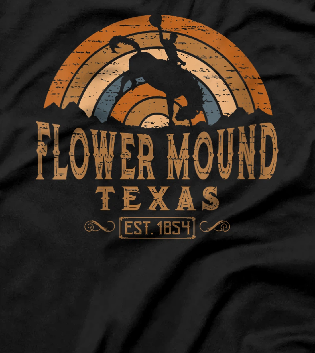 Womens Flower Mound Texas TX Retro Style Rodeo Cowboy T-Shirt