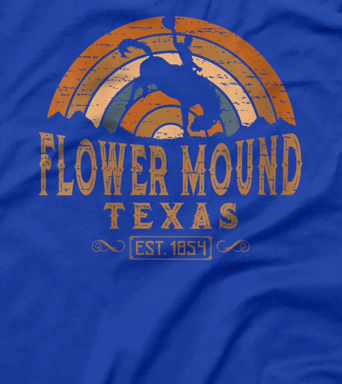 Womens Flower Mound Texas TX Retro Style Rodeo Cowboy T-Shirt