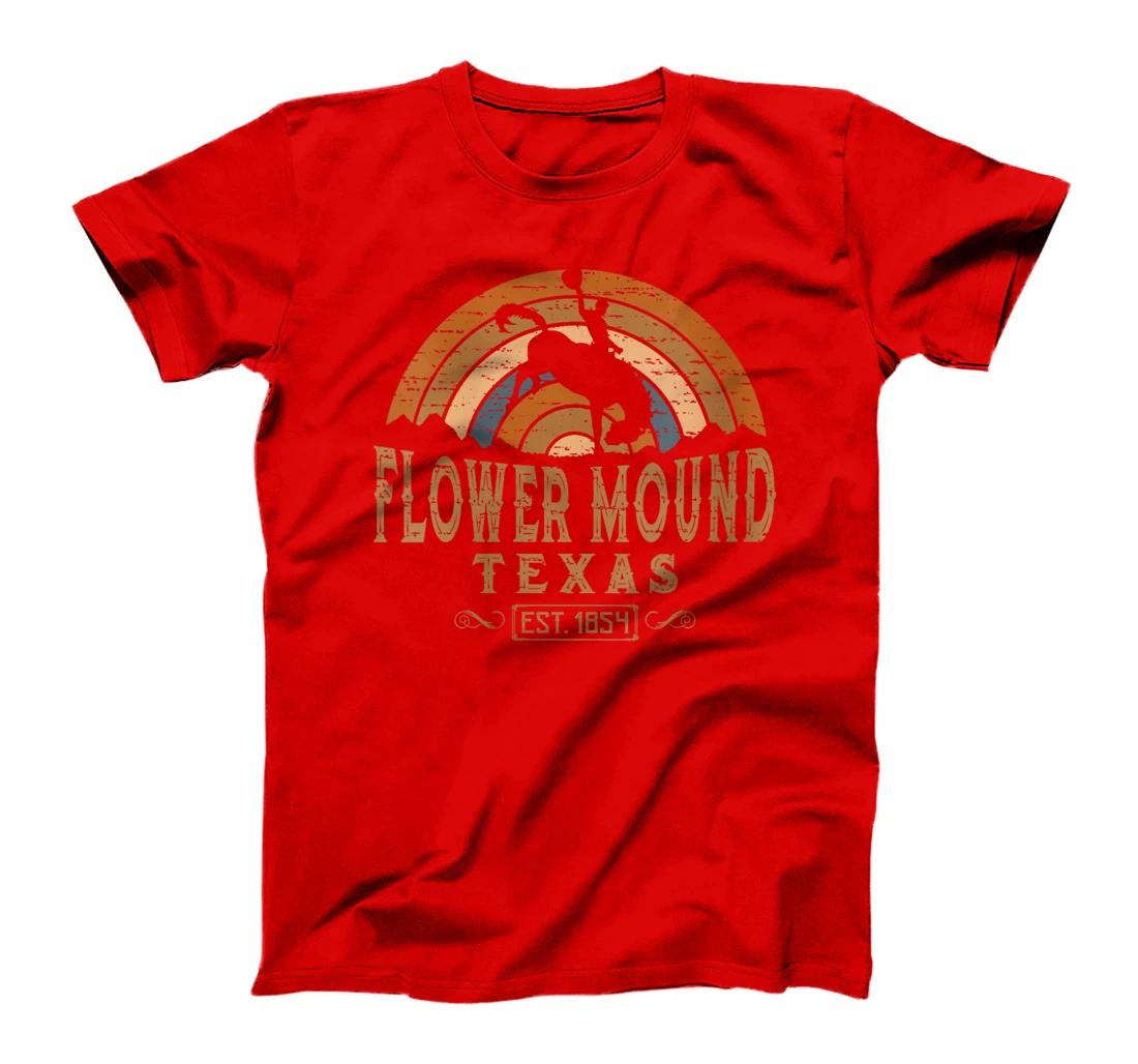 Womens Flower Mound Texas TX Retro Style Rodeo Cowboy T-Shirt