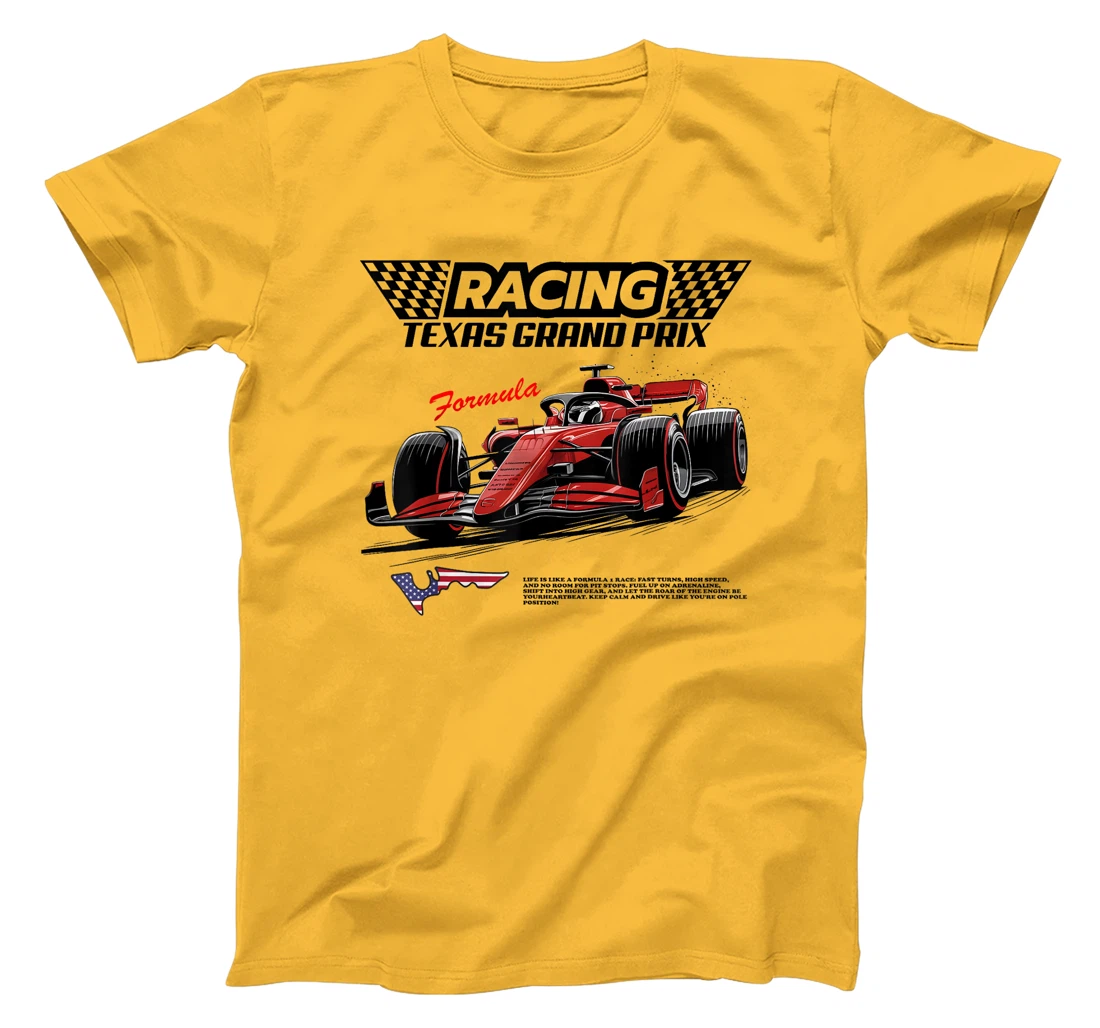 Formula Racing Retro Texas Circuit USA Flag Race Car Fan T-Shirt