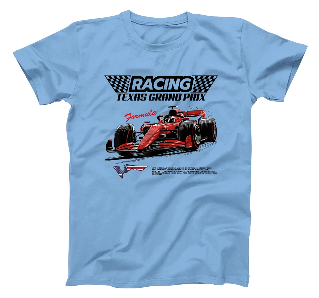 Formula Racing Retro Texas Circuit USA Flag Race Car Fan T-Shirt