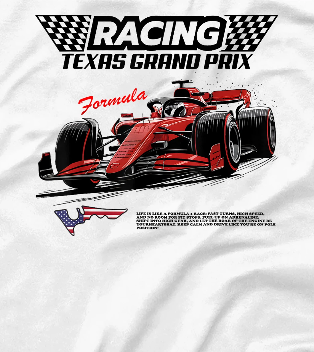 Formula Racing Retro Texas Circuit USA Flag Race Car Fan T-Shirt