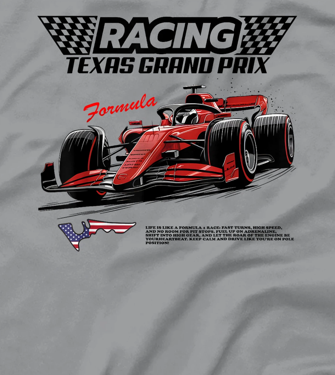 Formula Racing Retro Texas Circuit USA Flag Race Car Fan T-Shirt