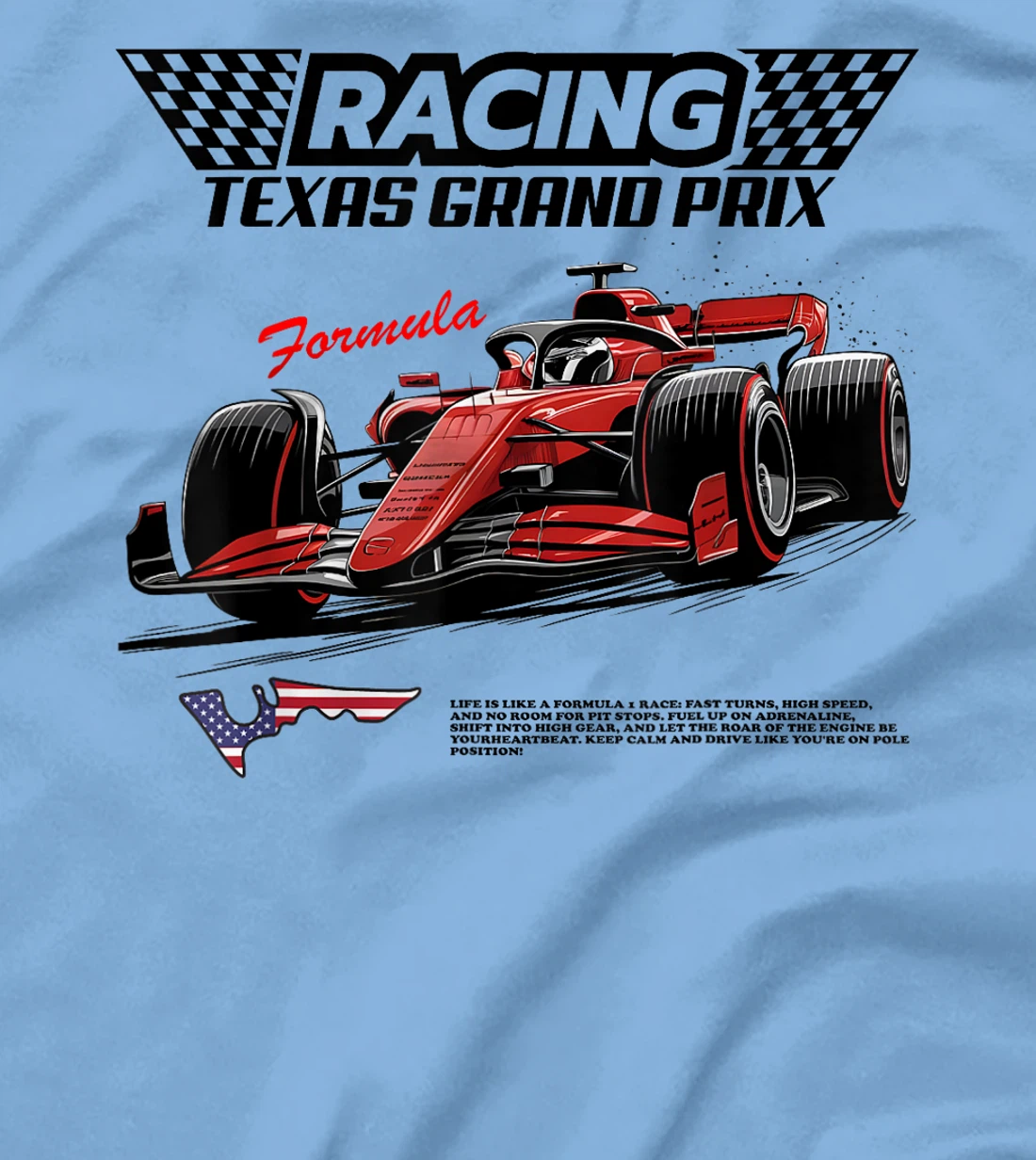 Formula Racing Retro Texas Circuit USA Flag Race Car Fan T-Shirt
