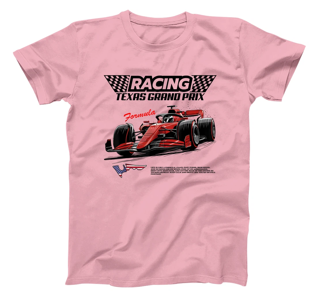 Formula Racing Retro Texas Circuit USA Flag Race Car Fan T-Shirt