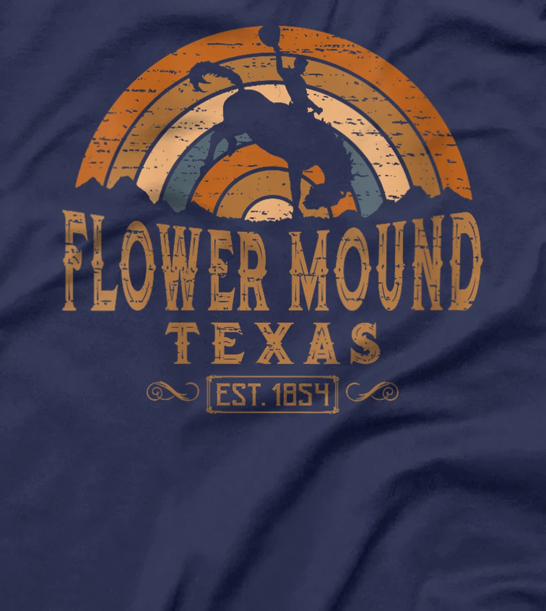 Womens Flower Mound Texas TX Retro Style Rodeo Cowboy T-Shirt