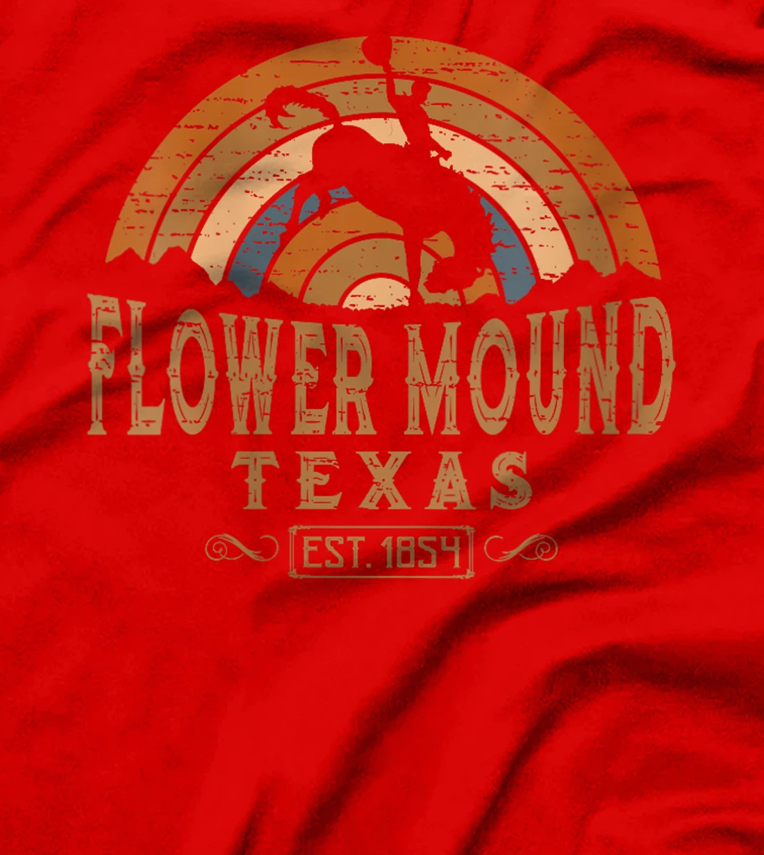 Womens Flower Mound Texas TX Retro Style Rodeo Cowboy T-Shirt