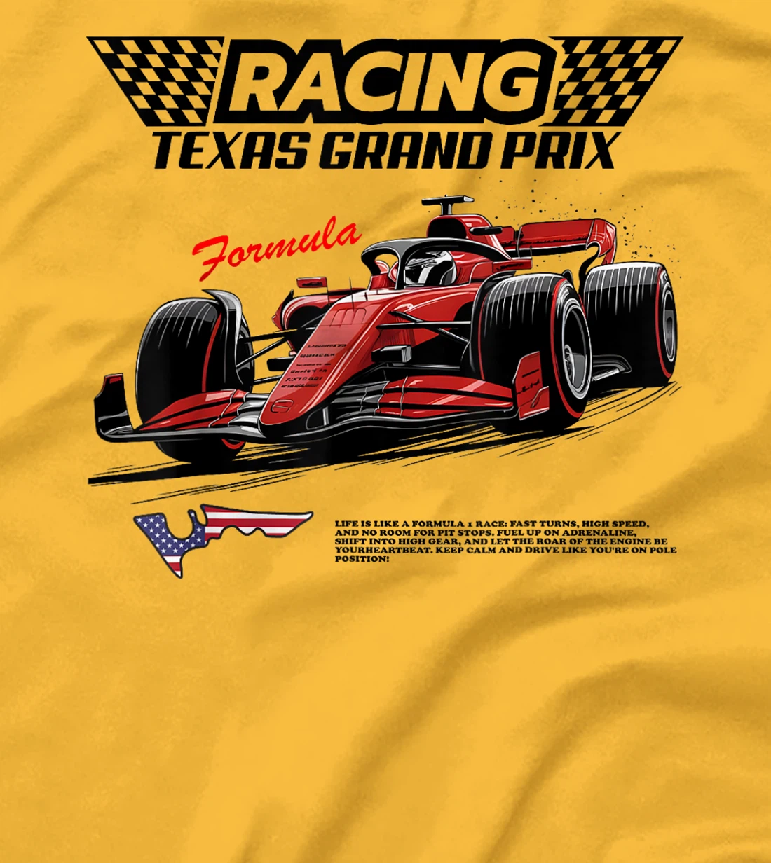 Formula Racing Retro Texas Circuit USA Flag Race Car Fan T-Shirt