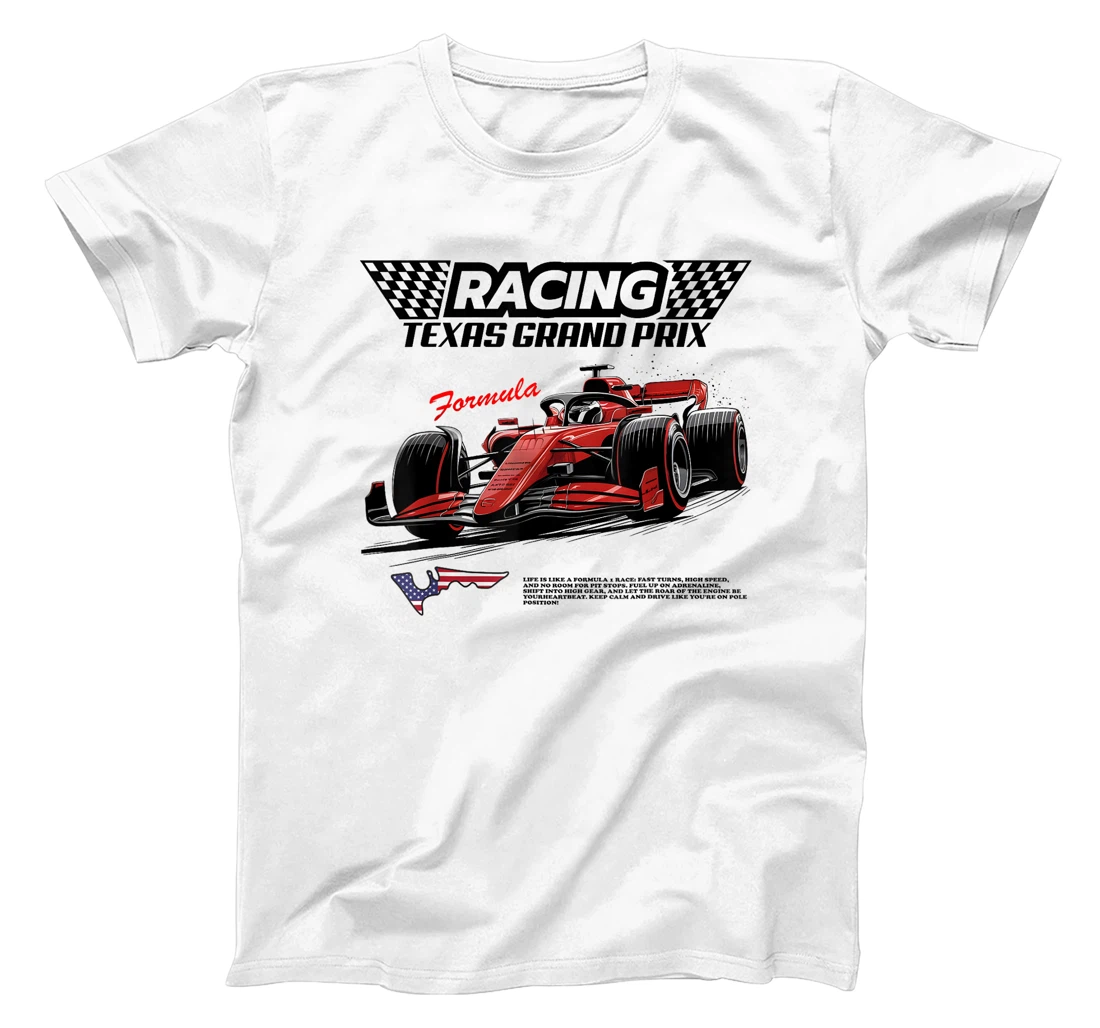 Formula Racing Retro Texas Circuit USA Flag Race Car Fan T-Shirt