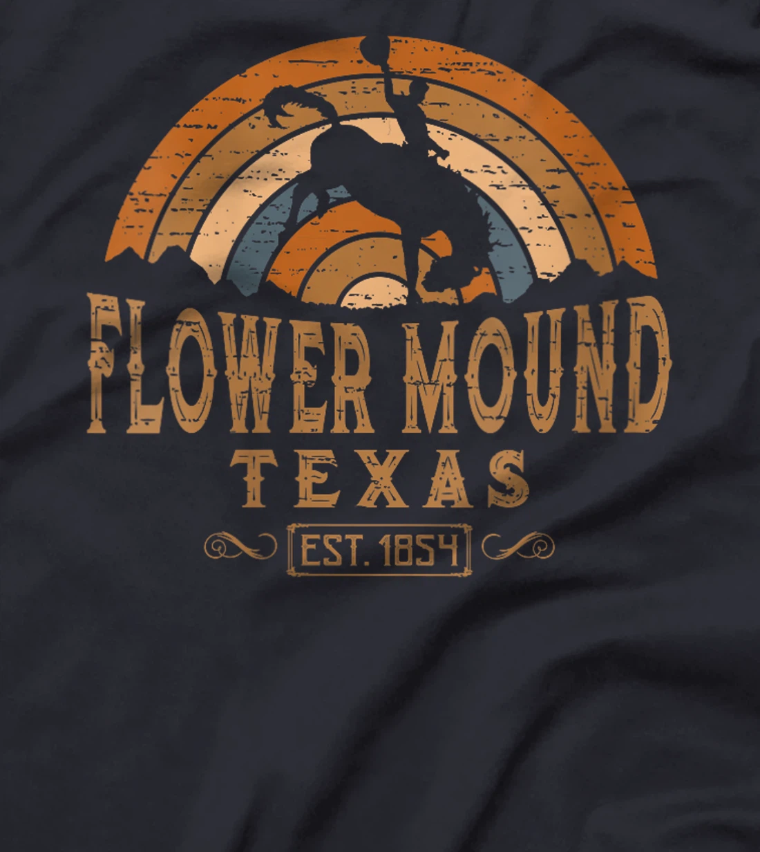 Womens Flower Mound Texas TX Retro Style Rodeo Cowboy T-Shirt