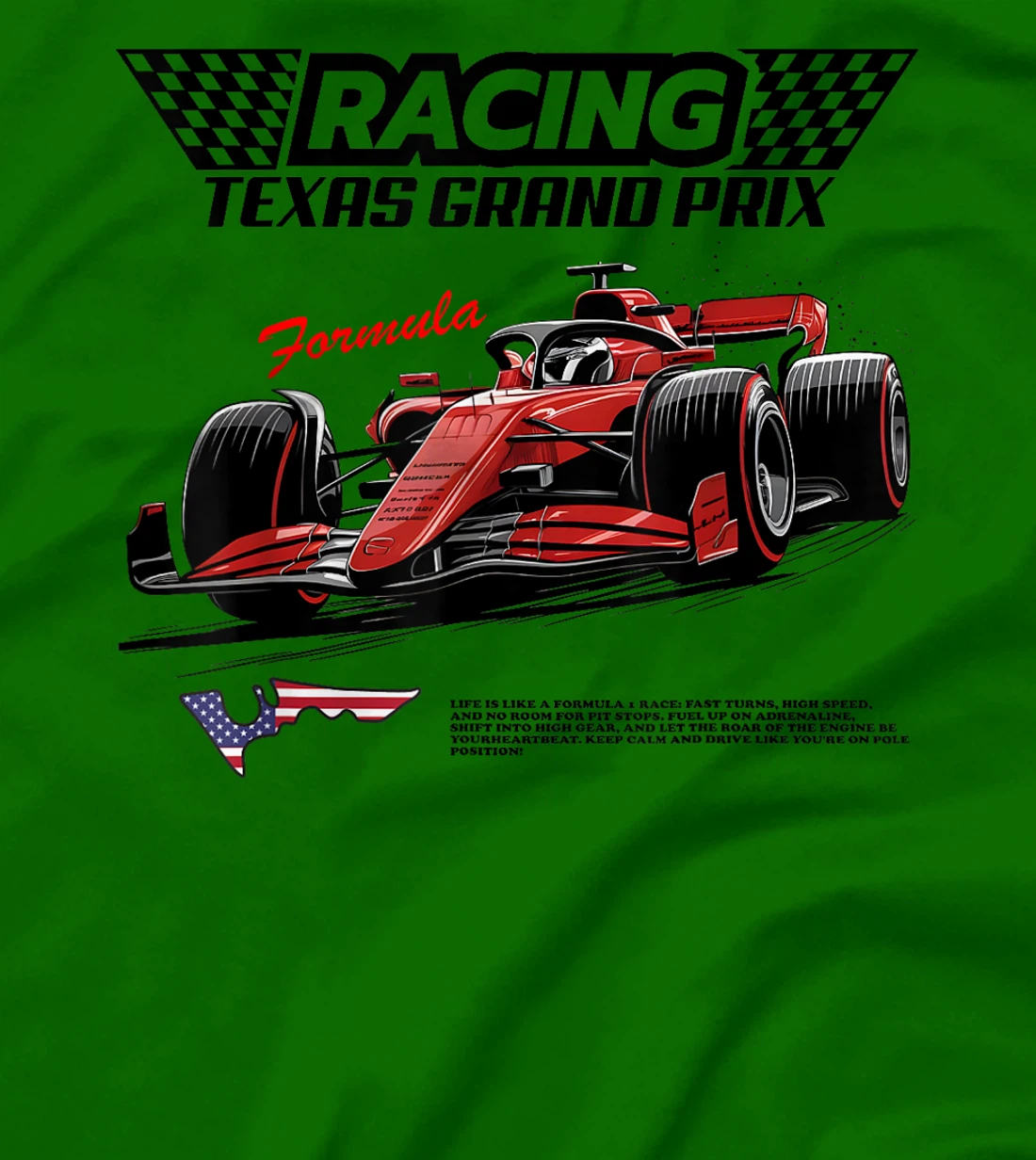 Formula Racing Retro Texas Circuit USA Flag Race Car Fan T-Shirt