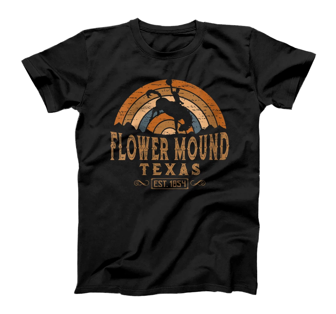 Womens Flower Mound Texas TX Retro Style Rodeo Cowboy T-Shirt