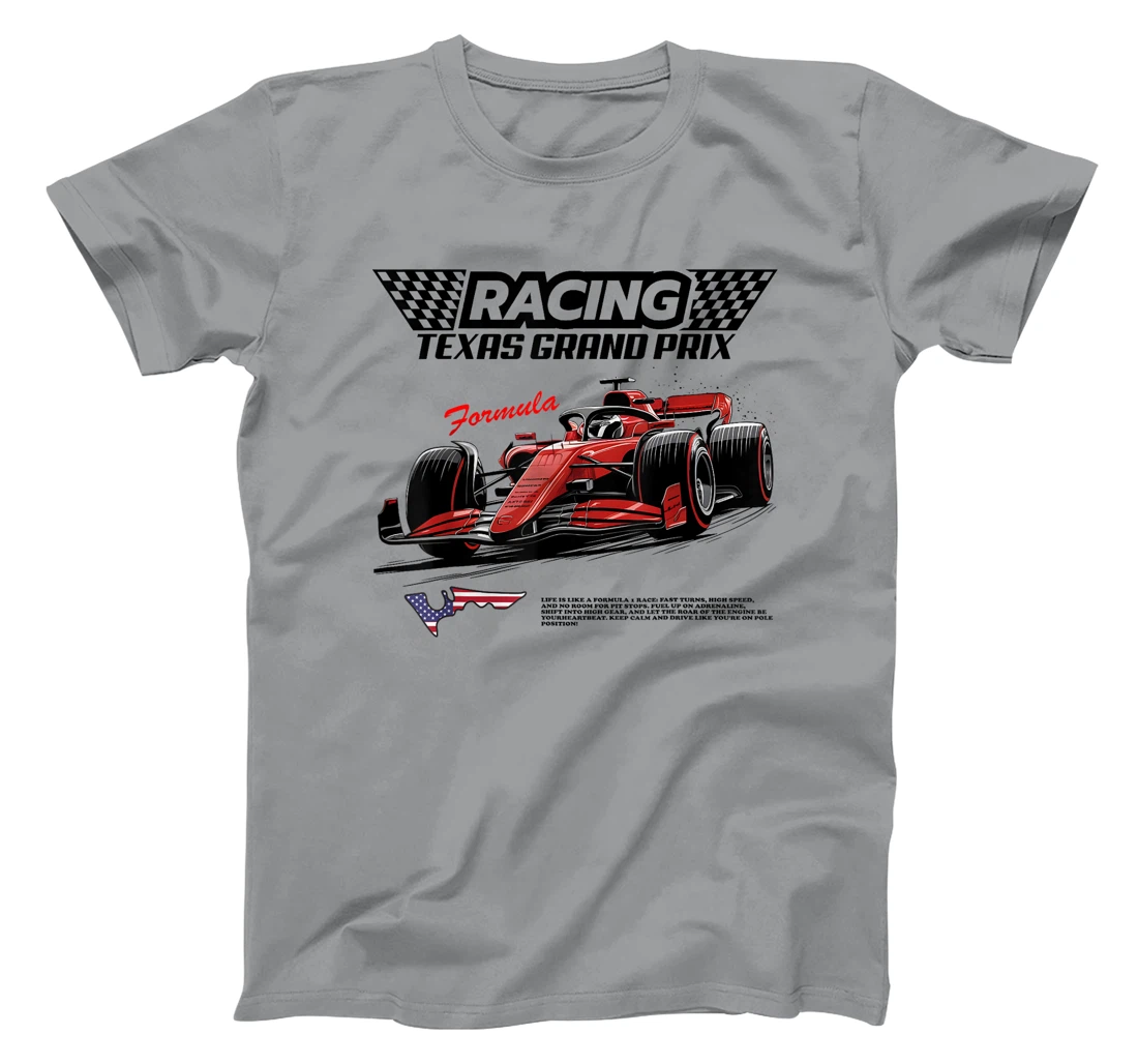 Formula Racing Retro Texas Circuit USA Flag Race Car Fan T-Shirt
