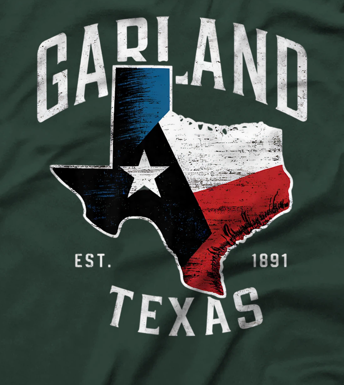 Garland Texas TX Vintage State Flag | Est. 1891 Premium T-Shirt