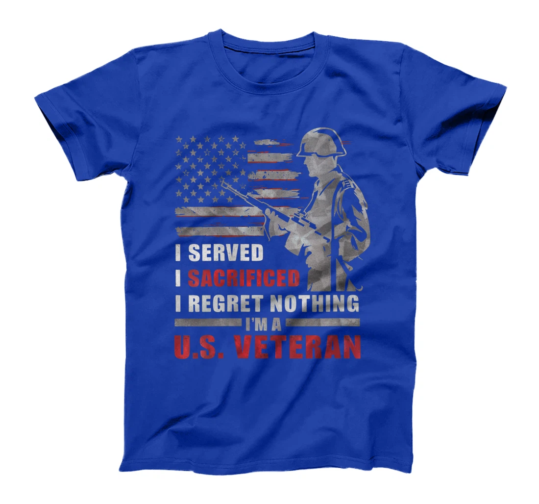 Womens I Am A US Veteran Shirt I Served Sacrificed Regret Nothing T-Shirt