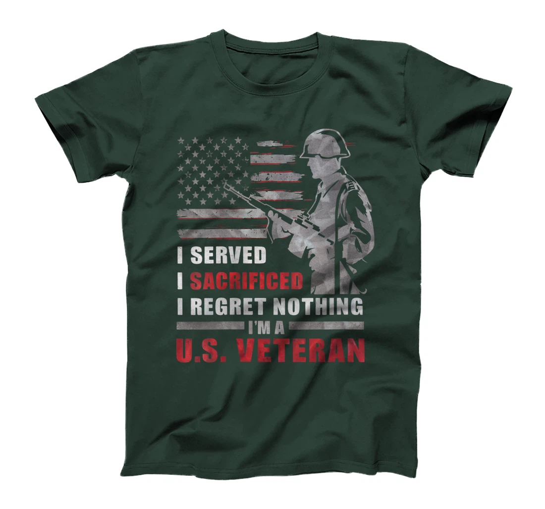 Womens I Am A US Veteran Shirt I Served Sacrificed Regret Nothing T-Shirt