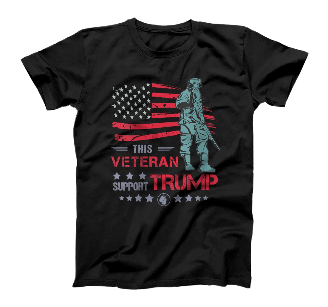 Womens This Veteran Supports Trump 2024 American Flag Solider T-Shirt