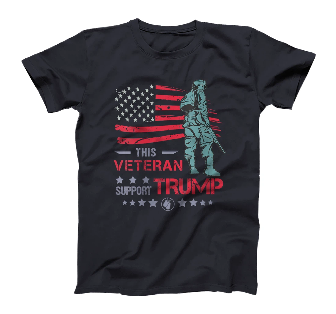 Womens This Veteran Supports Trump 2024 American Flag Solider T-Shirt
