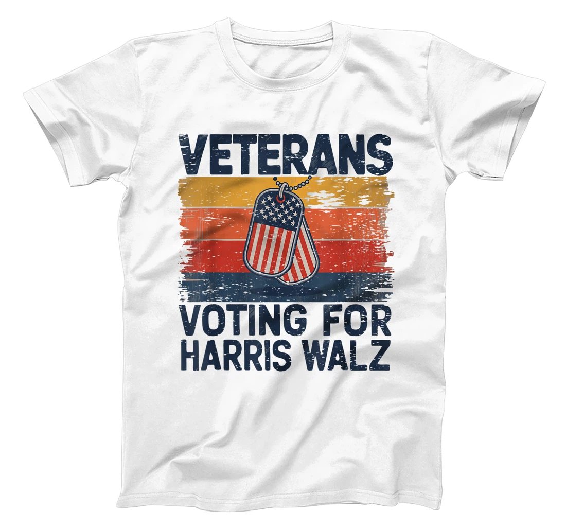 Retro Vintage Veterans Voting For Harris Walz Waltz 2024 T-Shirt