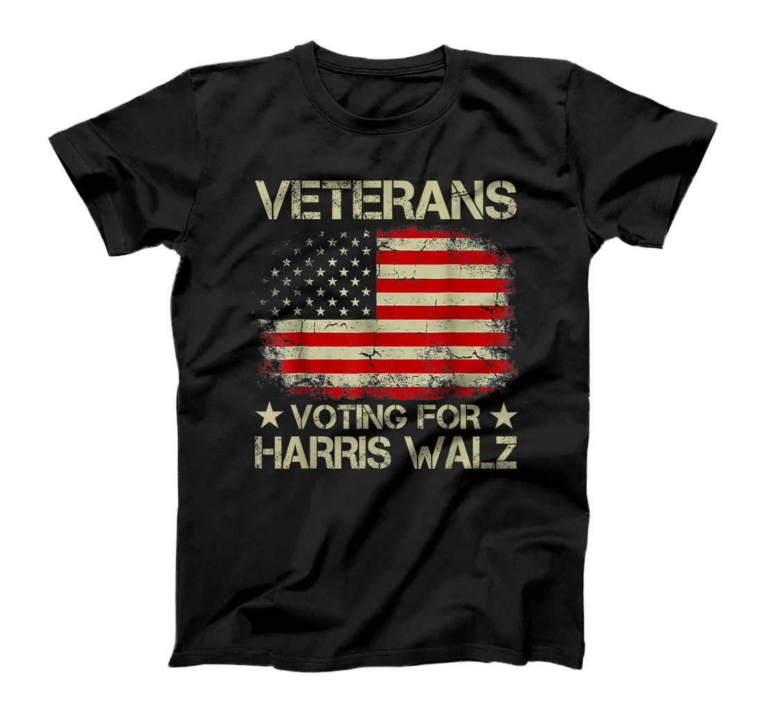 Retro Vintage Veterans Voting For Harris Walz Waltz 2024 T-Shirt
