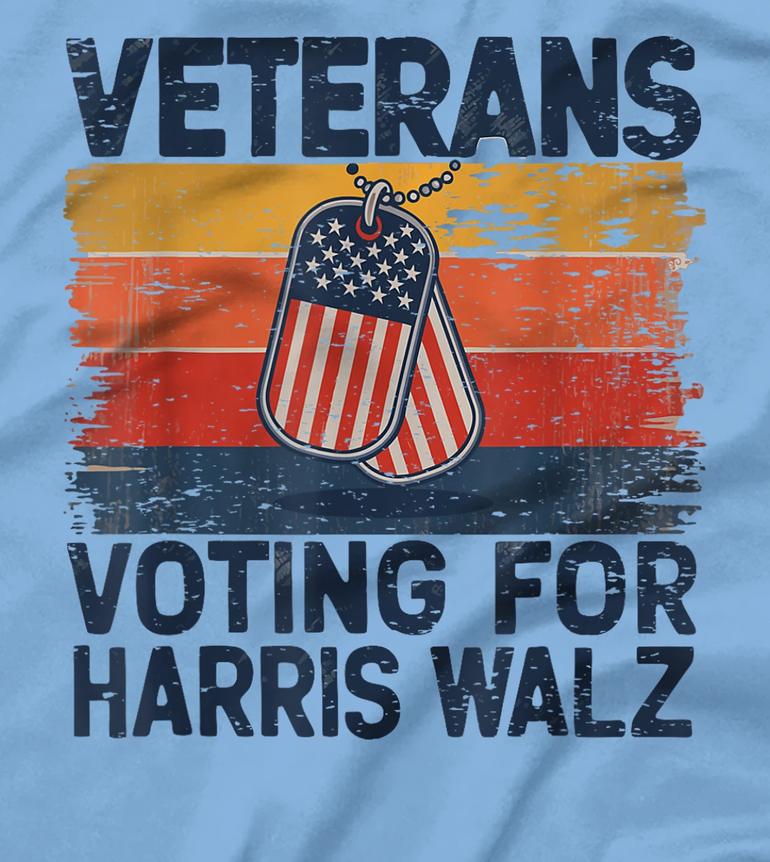 Retro Vintage Veterans Voting For Harris Walz Waltz 2024 T-Shirt