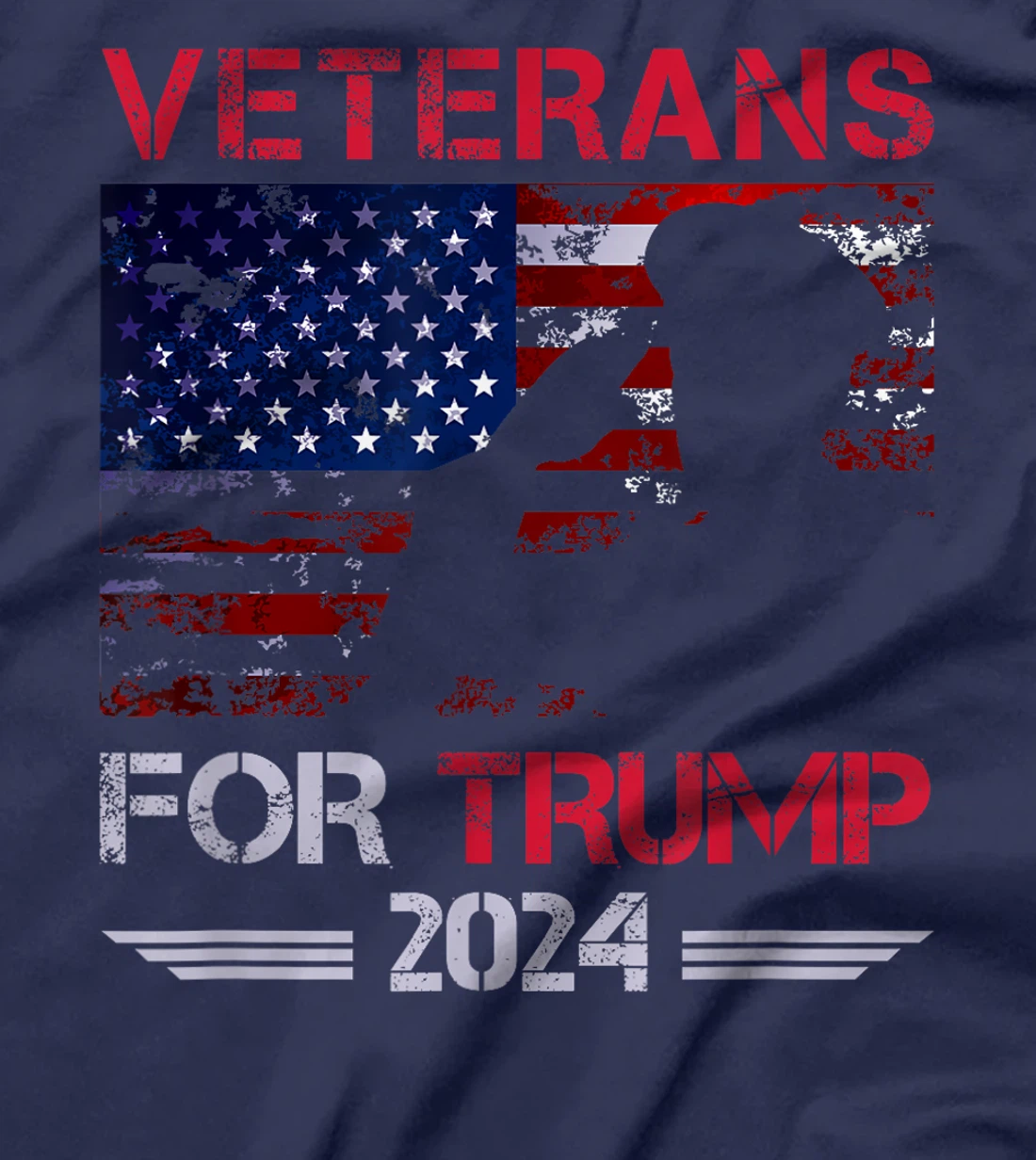 Veterans For Trump 2024 American Flag Distressed T-Shirt