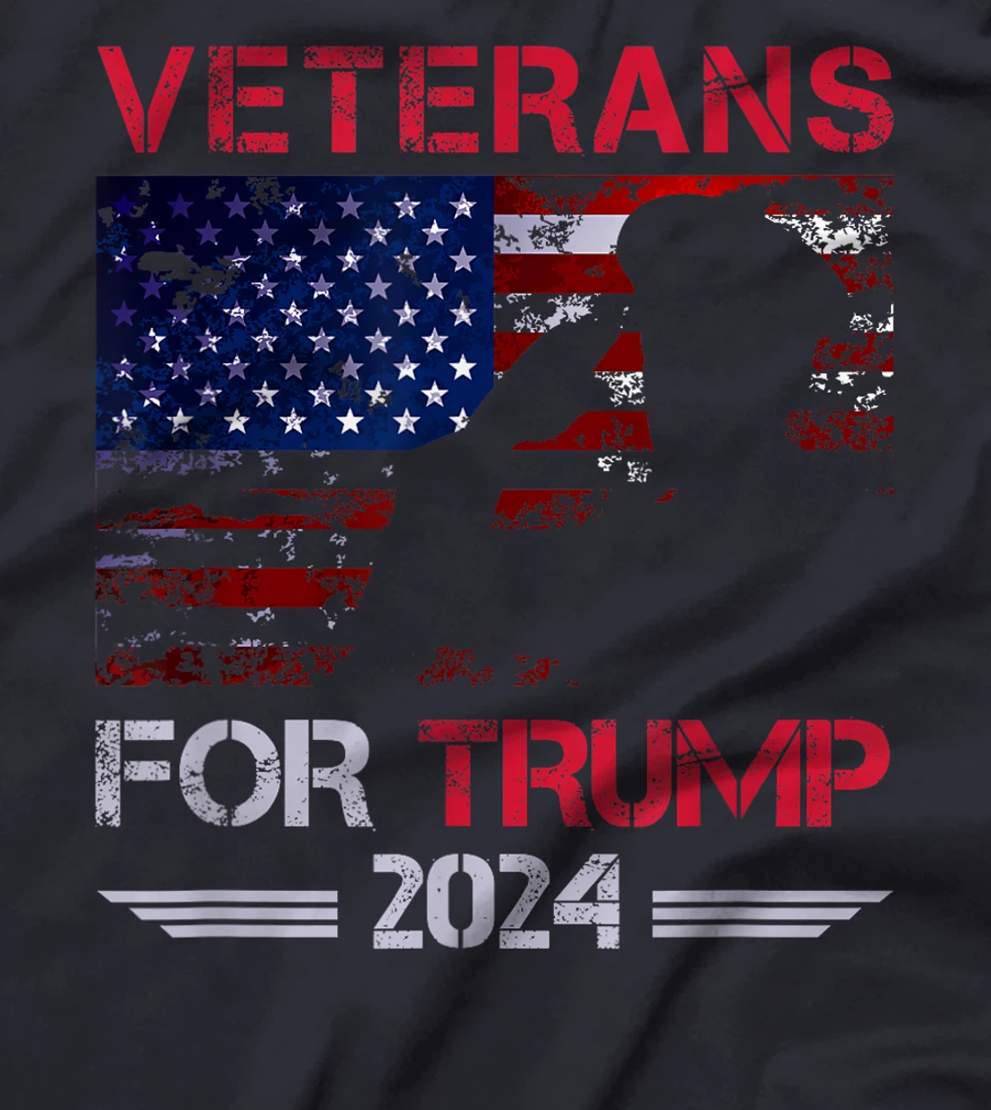 Veterans For Trump 2024 American Flag Distressed T-Shirt