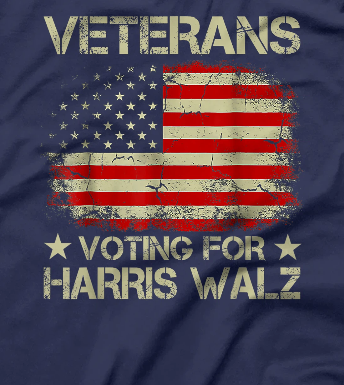 Retro Vintage Veterans Voting For Harris Walz Waltz 2024 T-Shirt