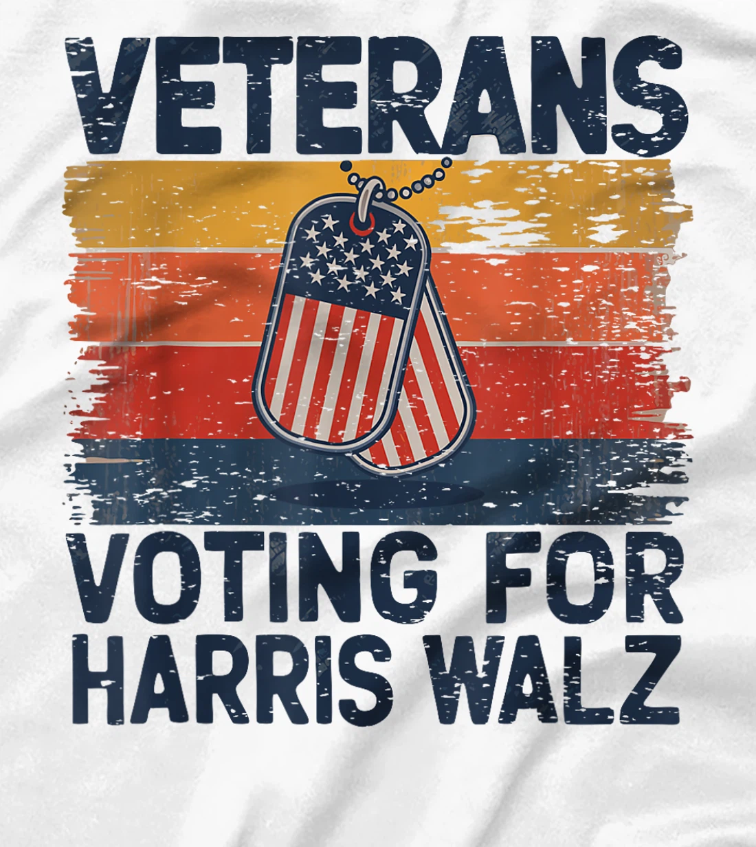 Retro Vintage Veterans Voting For Harris Walz Waltz 2024 T-Shirt