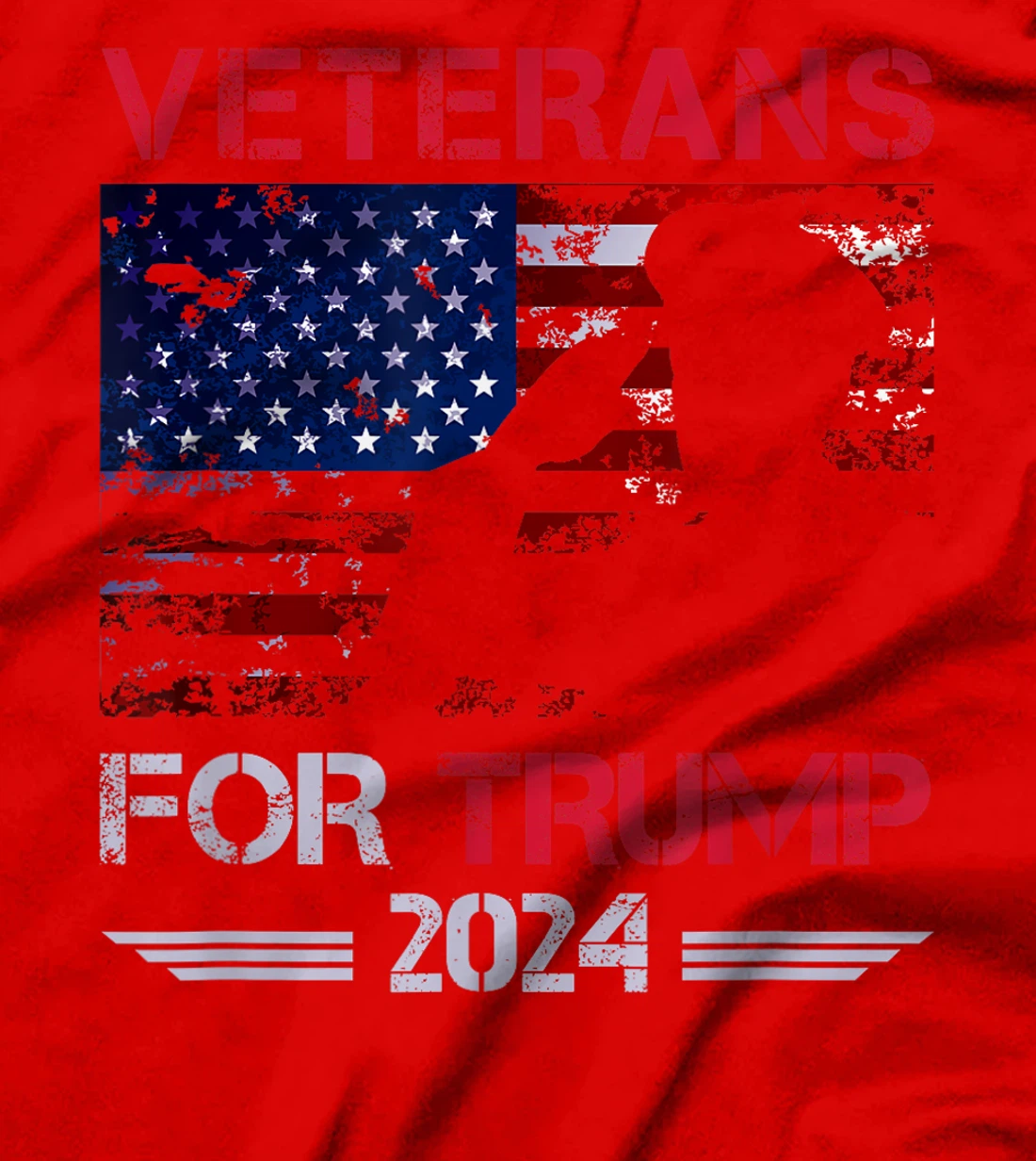 Veterans For Trump 2024 American Flag Distressed T-Shirt