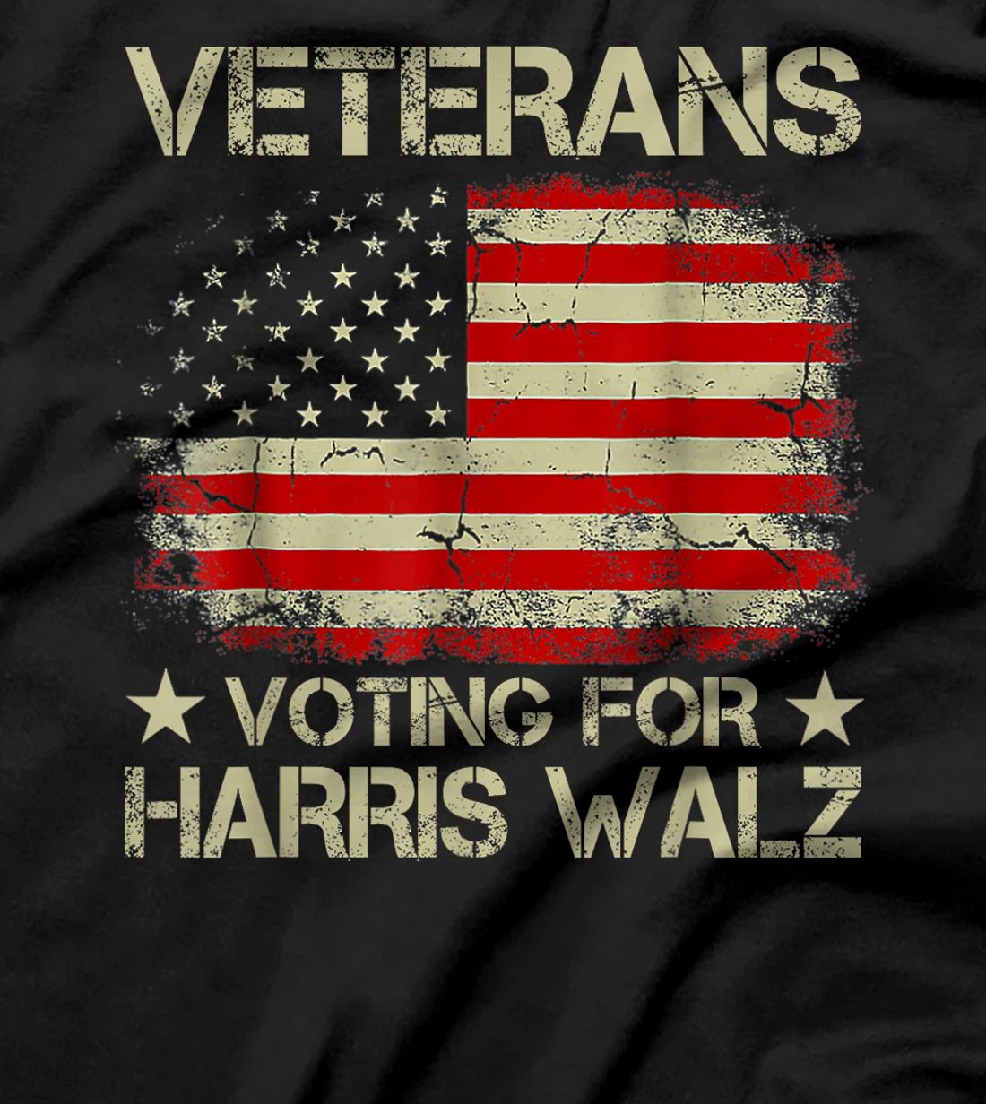 Retro Vintage Veterans Voting For Harris Walz Waltz 2024 T-Shirt