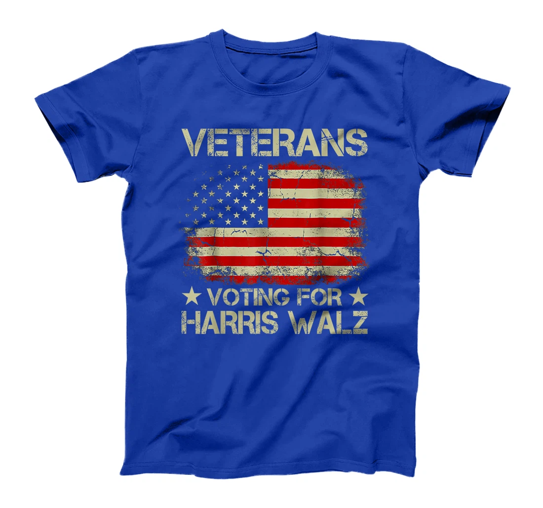 Retro Vintage Veterans Voting For Harris Walz Waltz 2024 T-Shirt